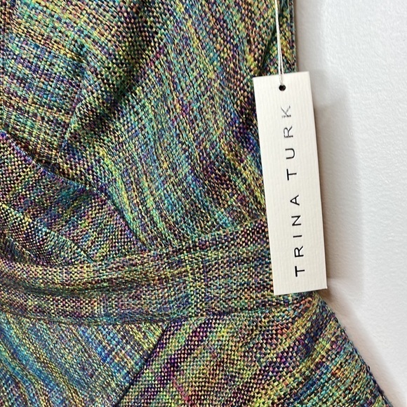 NWT Trina Turk Women’s Strapless Tweed Multicolor Peplum Mini Dress Size 4 - Picture 5 of 11